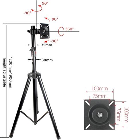 DL-ST100 10"-27" TV tripod floor standing LCD monitor stand height adjustable 180 cm 150 cm 120 cm 360 degree swivel tilt swivel steel in Saudi Arabia