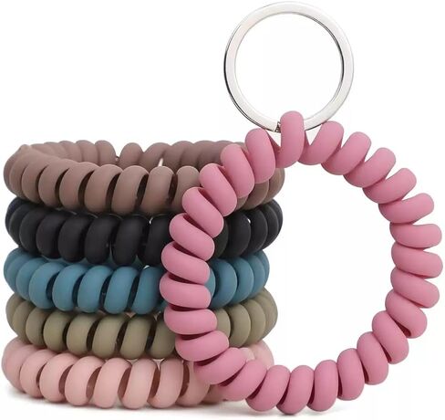 6 Pack multiple colocrs Spiral Coil Wrist Keychains Soft Stretchy Plastic, for Gym, Running, Outdoor & Everyday Use – Lightweight & Multi-Purpose in Kuwait