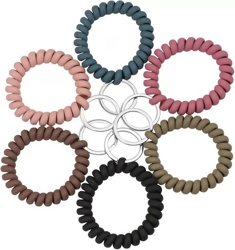 6 Pack multiple colocrs Spiral Coil Wrist Keychains Soft Stretchy Plastic, for Gym, Running, Outdoor & Everyday Use – Lightweight & Multi-Purpose in Kuwait