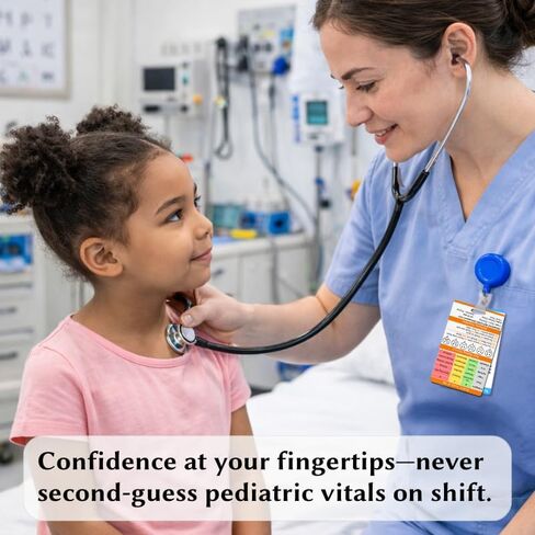 6 Pediatric Nursing Reference Cards with Badge Reel - Peds Vital Signs and Nurse Cheat Sheets for Nursing Students - Pediatric Nurse Essentials and Accessories in Saudi Arabia