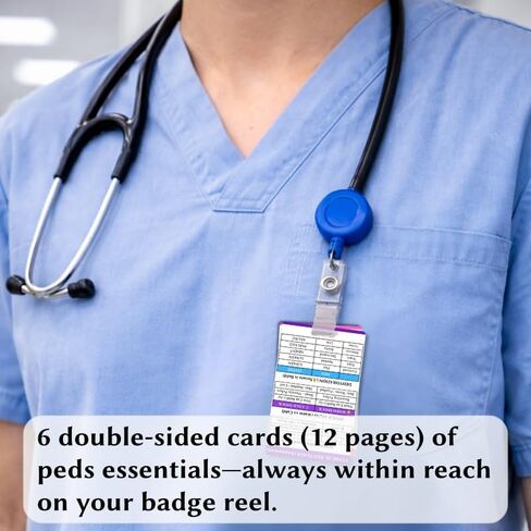 6 Pediatric Nursing Reference Cards with Badge Reel - Peds Vital Signs and Nurse Cheat Sheets for Nursing Students - Pediatric Nurse Essentials and Accessories in Saudi Arabia