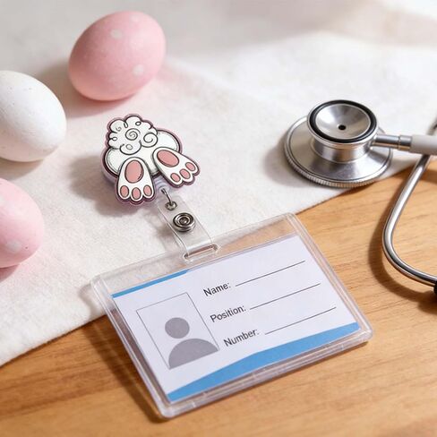 Easter Badge Reels Retractable Easter Badge Holder with Alligator Clip Cute Bunny Badge Reel Accessories Great Easter Gifts for Doctor Nurses Nursing Student Employees Medical Workers in Kuwait
