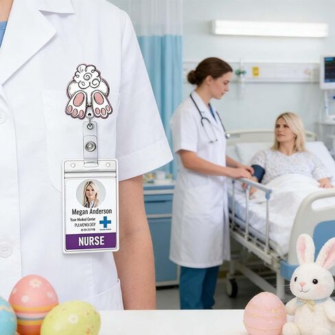 Easter Badge Reels Retractable Easter Badge Holder with Alligator Clip Cute Bunny Badge Reel Accessories Great Easter Gifts for Doctor Nurses Nursing Student Employees Medical Workers in Kuwait