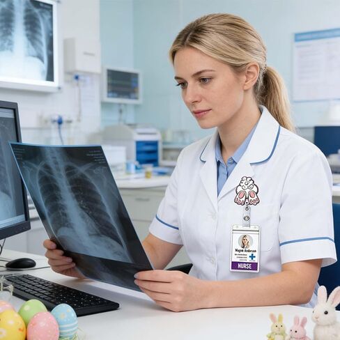 Easter Badge Reels Retractable Easter Badge Holder with Alligator Clip Cute Bunny Badge Reel Accessories Great Easter Gifts for Doctor Nurses Nursing Student Employees Medical Workers in Kuwait