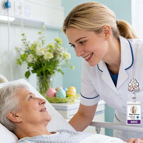 Easter Badge Reels Retractable Easter Badge Holder with Alligator Clip Cute Bunny Badge Reel Accessories Great Easter Gifts for Doctor Nurses Nursing Student Employees Medical Workers in Kuwait