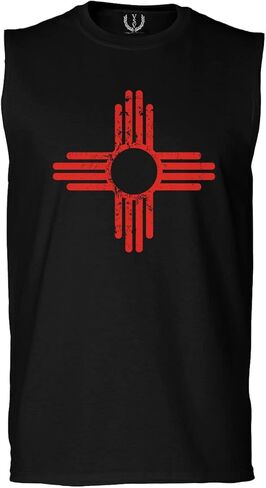 0495. Vintage Retro New Mexico Zia Sun Symbol State Flag Men's Muscle Tank Sleeveles t Shirt in Saudi Arabia