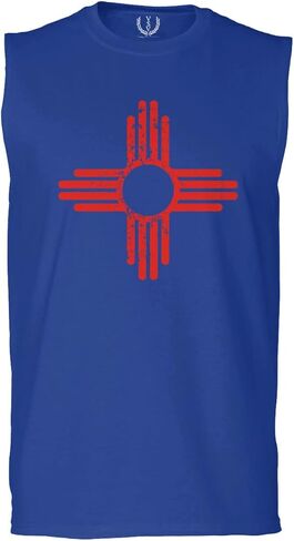 0495. Vintage Retro New Mexico Zia Sun Symbol State Flag Men's Muscle Tank Sleeveles t Shirt in Saudi Arabia