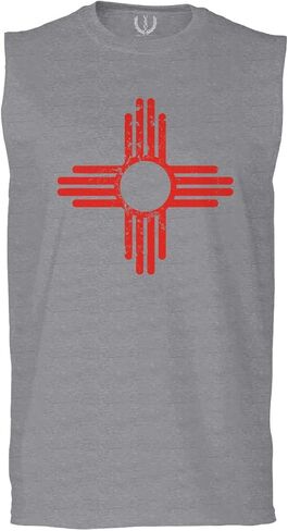 0495. Vintage Retro New Mexico Zia Sun Symbol State Flag Men's Muscle Tank Sleeveles t Shirt in Saudi Arabia