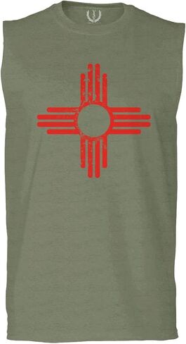 0495. Vintage Retro New Mexico Zia Sun Symbol State Flag Men's Muscle Tank Sleeveles t Shirt in Saudi Arabia
