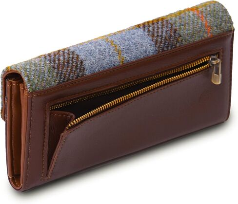 محفظة Islander The Large HarrisTweed بمشبك، تارتان أزرق كستنائي، الطول: 19 سم الارتفاع: 9.5 سم العرض: 3 سم، كلاسيكية in Kuwait