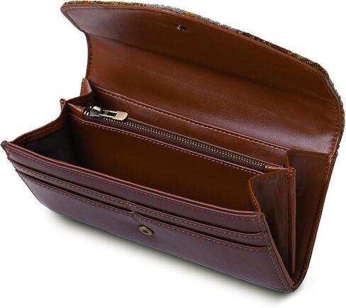 محفظة Islander The Large HarrisTweed بمشبك، تارتان أزرق كستنائي، الطول: 19 سم الارتفاع: 9.5 سم العرض: 3 سم، كلاسيكية in Kuwait