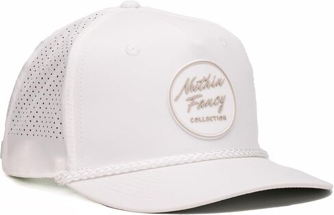 Nuthin Fancy CO Legacy Golf Hat, Performance Fabric Rope Snapback Cap with Breathable Laser Perforated Panels & Pre-Curved Bill, White & Gray in Kuwait