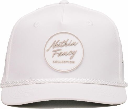 Nuthin Fancy CO Legacy Golf Hat, Performance Fabric Rope Snapback Cap with Breathable Laser Perforated Panels & Pre-Curved Bill, White & Gray in Kuwait