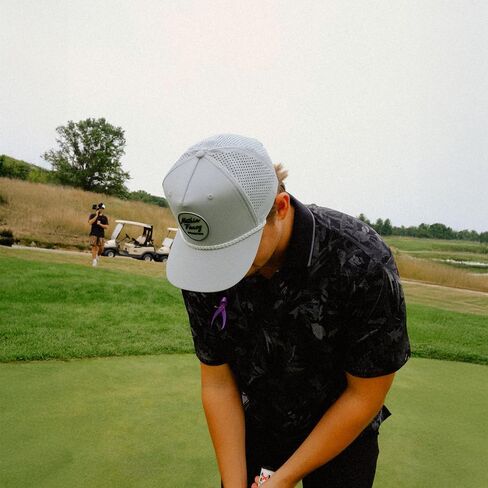 Nuthin Fancy CO Legacy Golf Hat, Performance Fabric Rope Snapback Cap with Breathable Laser Perforated Panels & Pre-Curved Bill, White & Gray in Kuwait