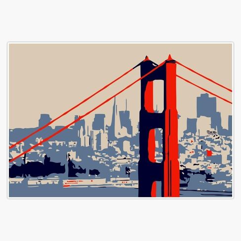 MAGNET Golden Gate Bridge and skyline Magnetic Bumper Sticker 5" in Saudi Arabia