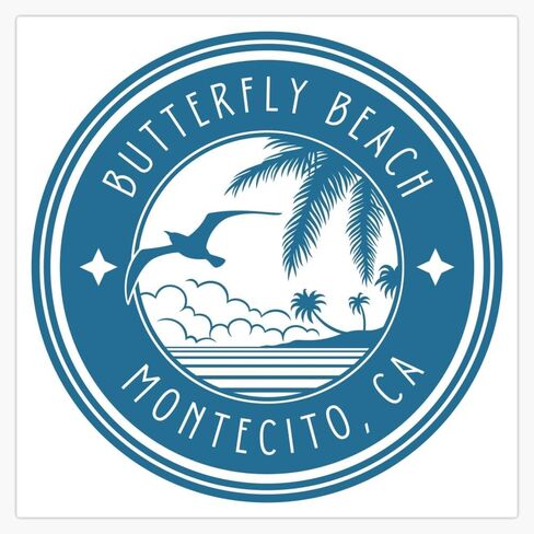 Butterfly Beach, Montecito, CA Window Water Bottle Bumper Sticker Decal 5" in Saudi Arabia
