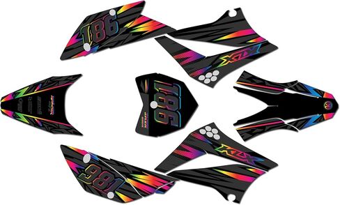 مجموعة رسومات لـ Kawasaki KLX110, KLX110R/RL (2010-2024) TWITCH Series Magenta 09 Mil - مجموعة ملصقات رسومات السباق المخصصة للدراجة الترابية، بدون بلاستيك in Saudi Arabia