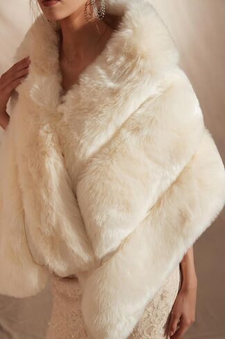 Bridal Faux Fur Shawl and Wraps for Wedding Warm Thick Coat Women Luxury Evening Dress Fluffy Cape for Women in Saudi Arabia
