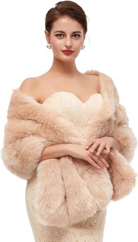 Bridal Faux Fur Shawl and Wraps for Wedding Warm Thick Coat Women Luxury Evening Dress Fluffy Cape for Women in Saudi Arabia