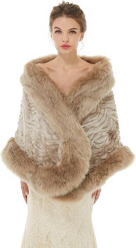 Bridal Faux Fur Shawl and Wraps for Wedding Warm Thick Coat Women Luxury Evening Dress Fluffy Cape for Women in Saudi Arabia