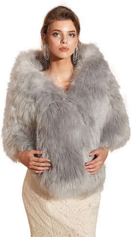 Bridal Faux Fur Shawl and Wraps for Wedding Warm Thick Coat Women Luxury Evening Dress Fluffy Cape for Women in Saudi Arabia