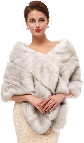 Bridal Faux Fur Shawl and Wraps for Wedding Warm Thick Coat Women Luxury Evening Dress Fluffy Cape for Women in Saudi Arabia