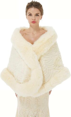 Bridal Faux Fur Shawl and Wraps for Wedding Warm Thick Coat Women Luxury Evening Dress Fluffy Cape for Women in Saudi Arabia