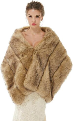 Bridal Faux Fur Shawl and Wraps for Wedding Warm Thick Coat Women Luxury Evening Dress Fluffy Cape for Women in Saudi Arabia