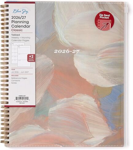 Blue Sky 2026-2027 Weekly and Monthly Academic Year Planner Calendar, July 2026 - June 2027, 8.5" x 11", Flexible Cover With Zip Pouch, Wirebound, Storage Pocket, Nickelson in Saudi Arabia