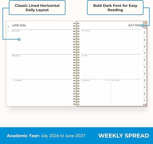 Blue Sky 2026-2027 Weekly and Monthly Academic Year Planner Calendar, July 2026 - June 2027, 8.5" x 11", Flexible Cover With Zip Pouch, Wirebound, Storage Pocket, Nickelson in Saudi Arabia