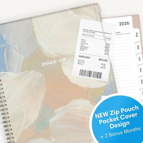 Blue Sky 2026-2027 Weekly and Monthly Academic Year Planner Calendar, July 2026 - June 2027, 8.5" x 11", Flexible Cover With Zip Pouch, Wirebound, Storage Pocket, Nickelson in Saudi Arabia