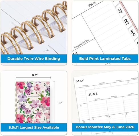Blue Sky 2026-2027 Large Print Weekly and Monthly Academic Year Planner Calendar, July 2026 - June 2027, 8.5" x 11", Flexible Cover, Wirebound, Storage Pocket, Laminated Tabs, Charlotte in Saudi Arabia