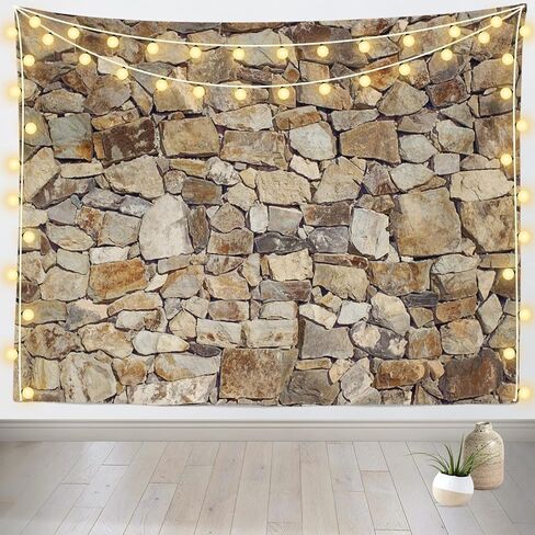 Loccor Retro Stone Wall Tapestry Rustic Brown Rock Stone Wall Hanging Birthday Party Decorations Brick Rock Texture Tapestry for Home Bedroom Living Room Decor 80''x60'' in Saudi Arabia