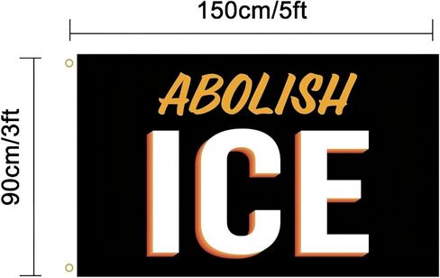 WENWELL Abolish ICE Flag Tapestry 3x5 Feet,Fuck Ice Rally Flag,No Human Is Illegal Banner,Patriotic Theme, Wall Decoration, Indoor/Outdoor Use in Kuwait