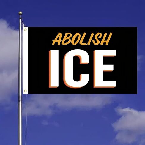 WENWELL Abolish ICE Flag Tapestry 3x5 Feet,Fuck Ice Rally Flag,No Human Is Illegal Banner,Patriotic Theme, Wall Decoration, Indoor/Outdoor Use in Kuwait