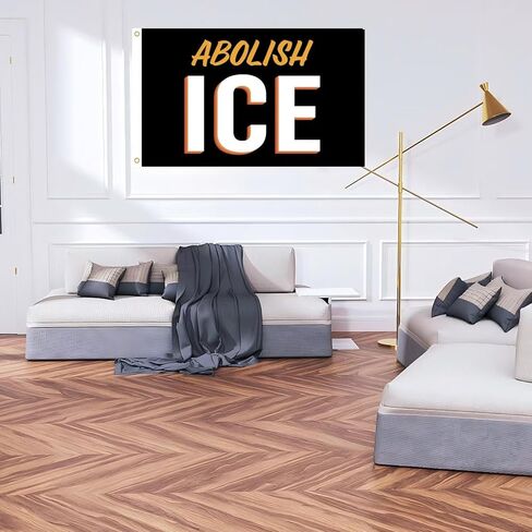 WENWELL Abolish ICE Flag Tapestry 3x5 Feet,Fuck Ice Rally Flag,No Human Is Illegal Banner,Patriotic Theme, Wall Decoration, Indoor/Outdoor Use in Kuwait