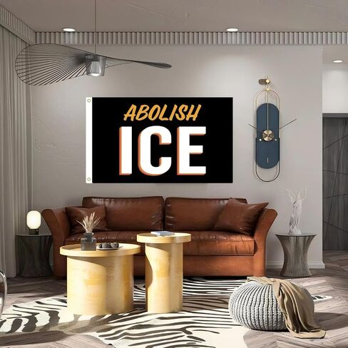 WENWELL Abolish ICE Flag Tapestry 3x5 Feet,Fuck Ice Rally Flag,No Human Is Illegal Banner,Patriotic Theme, Wall Decoration, Indoor/Outdoor Use in Kuwait