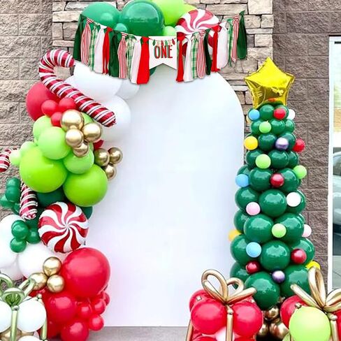 Christmas High Chair Banner - Red and Green One Sign Banner for 1st Birthday Decorations,Merry Christmas Garland,Xmas Birthday Party Supplies (christmas light banner) in Kuwait