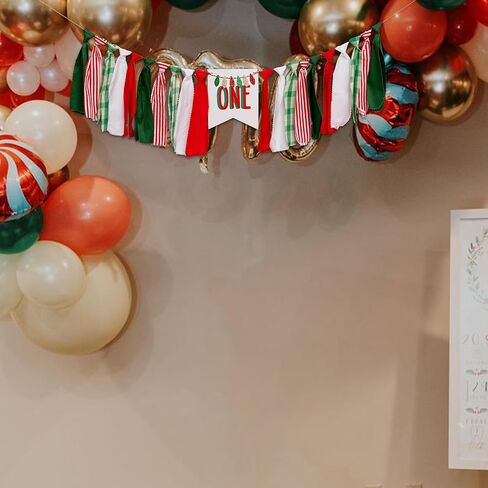 Christmas High Chair Banner - Red and Green One Sign Banner for 1st Birthday Decorations,Merry Christmas Garland,Xmas Birthday Party Supplies (christmas light banner) in Kuwait