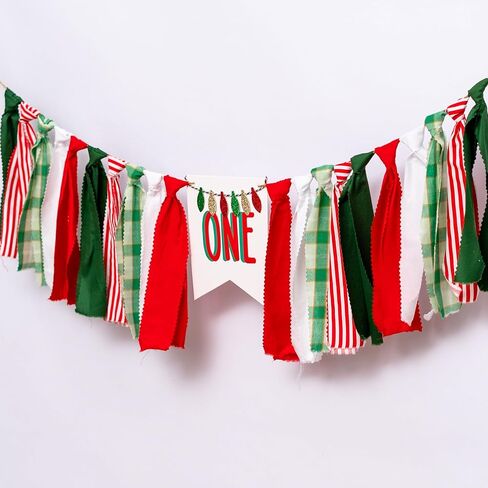 Christmas High Chair Banner - Red and Green One Sign Banner for 1st Birthday Decorations,Merry Christmas Garland,Xmas Birthday Party Supplies (christmas light banner) in Kuwait