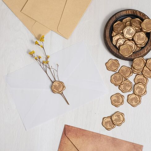 30 قطعة من ملصقات ختم الشمع الذهبي، ملصقات ختم الشمع ذاتية اللصق العتيقة، باقة زهور كلاسيكية لدعوة الزفاف على شكل مغلف لتغليف الهدايا وسجل القصاصات in Kuwait