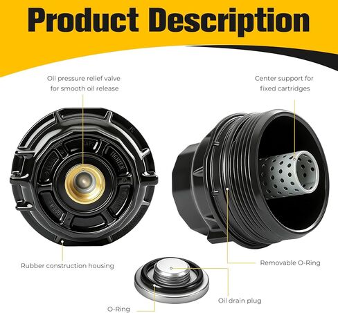 Oil Filter Housing Cap for Toyota, Lexus 2010-2019 Camry, 2009-2018 RAV4, 2009-2019 Highlander, 2016-2020 Tacoma, 2013-2020 Avalon, 2011-2012 & 2017-2018 Sienna, 15620-36010, 15620-36020 in Saudi Arabia