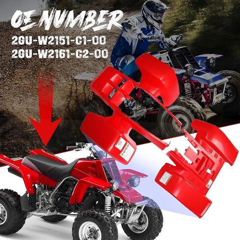 Front & Rear Fenders Plastic Body, Fit for 1987-2006 Yamaha Banshee 350 (YFZ350) Plastic Kit, OE 2GU-W2151-E0-00, 2GUW2151E000 Fender Fares (Red) in Kuwait
