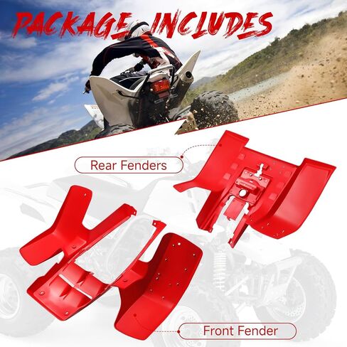 Front & Rear Fenders Plastic Body, Fit for 1987-2006 Yamaha Banshee 350 (YFZ350) Plastic Kit, OE 2GU-W2151-E0-00, 2GUW2151E000 Fender Fares (Red) in Kuwait