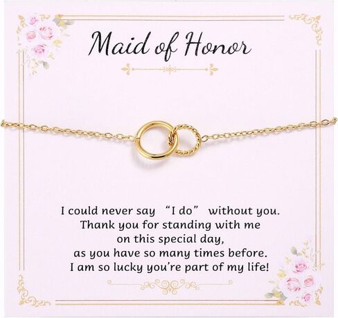 سوار MIXJOY Maid of Honor - مجوهرات الصداقة الدائرية المتشابكة مع بطاقة رسالة، هدية حفل الزفاف لوصيفة العروس in Saudi Arabia