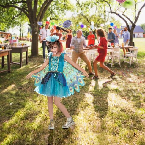 Fun World Kids Peacock Dress Costume with Wings - Large 12-14 in Saudi Arabia