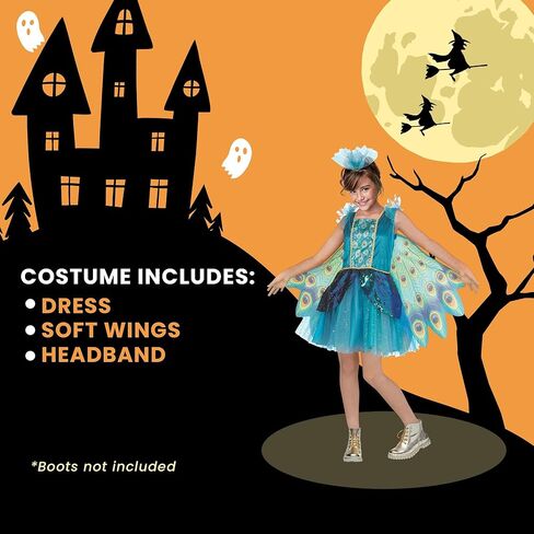 Fun World Kids Peacock Dress Costume with Wings - Large 12-14 in Saudi Arabia