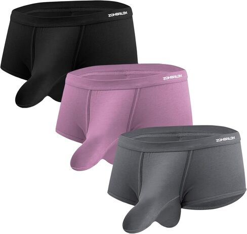JINSHI Men's Modal Dual Pouch Underwear Shorts Bulge Enhancing Boxer Briefs Sexy Elephant Trunk Breathable Panties in Saudi Arabia