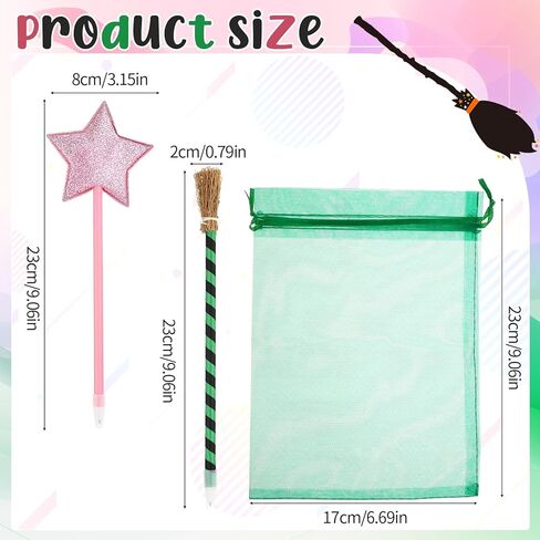 48 Pcs Witch and Princess Party Pens with Pink Star Witch Broom Ballpoint Pens and Organza Gift Bags for Halloween Birthday Party Supplies Decorations in Kuwait