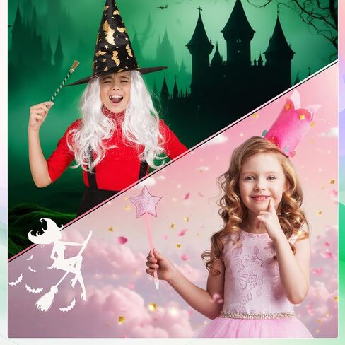 48 Pcs Witch and Princess Party Pens with Pink Star Witch Broom Ballpoint Pens and Organza Gift Bags for Halloween Birthday Party Supplies Decorations in Kuwait